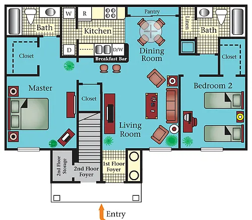 Floor plan Two Bedroom Two bath 60%
