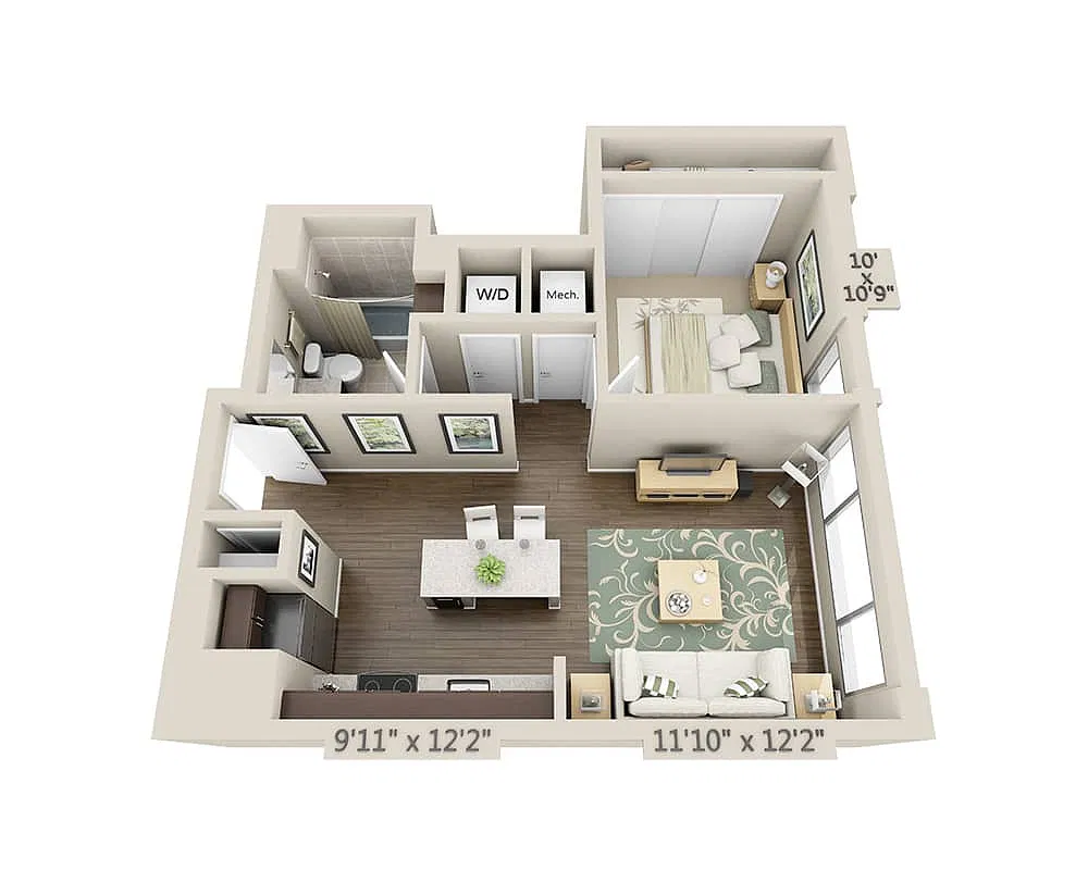 Floor plan One Bedroom A1C
