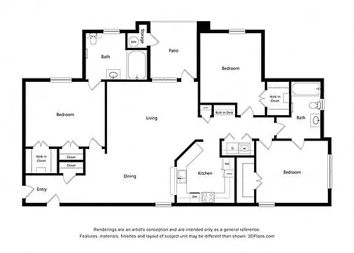 Floor plan Three Bedroom (C3, C4 & C5)