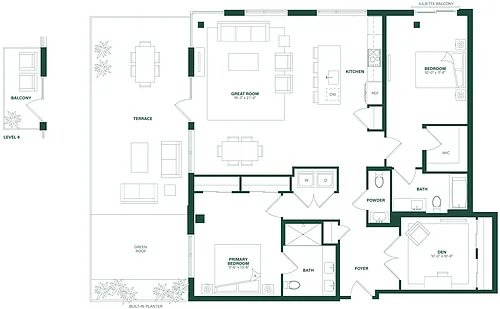 Floor plan 2 Bed/2.5 Bath Den-2P-ANSI
