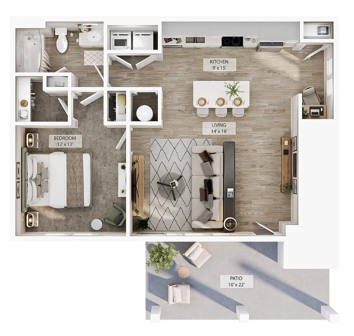 Floor plan 1 BR Grand Courtyard