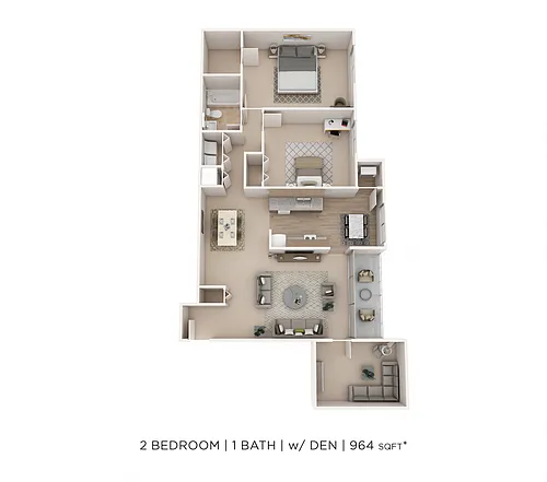 Floor plan Two Bedroom - 964 sqft