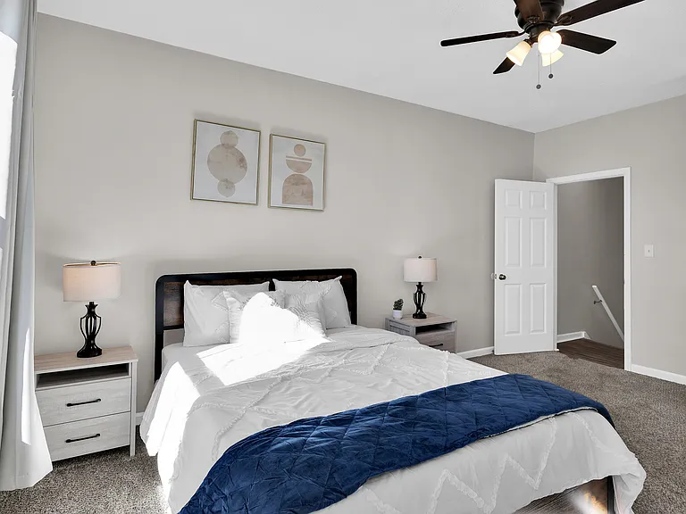 Comfortable bedrooms with quality linens and ample storage.