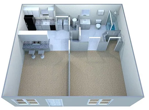 Floor plan Custom Deluxe Suite - Furnished & Paid Utilities