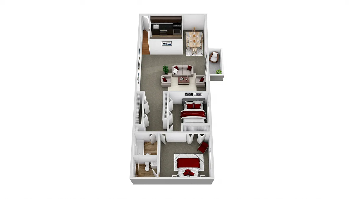 Floor plan 2 Bedroom, 1.5 Bath