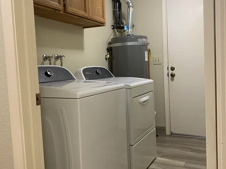 Washer and Dryer, door to garage