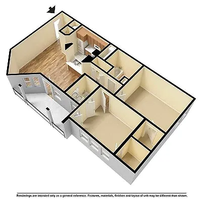 Floor plan 2 Bed 2 Bath Twin Suite