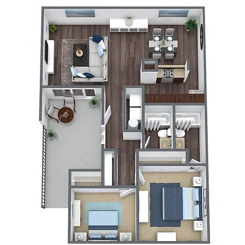 Floor plan B1: 2 Bed 2 Bath