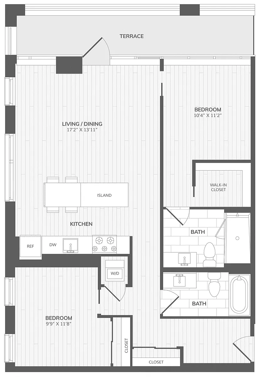 Floor plan 2 Bed/2 Bath-B4_Intersect at O