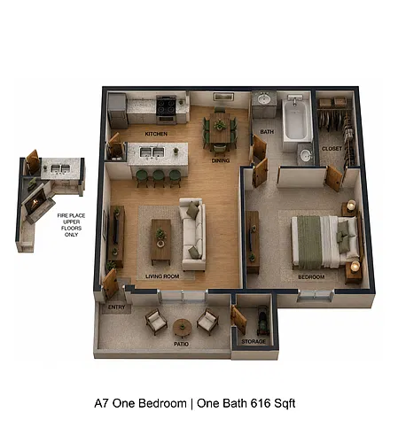 Floor plan 1 bedroom 1 bath