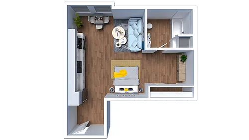 Floor plan I - Studio 1 Bath