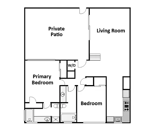 Floor plan 2 Bed / 2 Bath: Type A