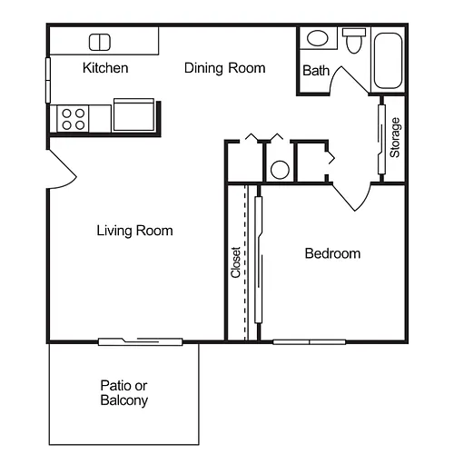 Floor plan 1 Bedroom 1 Bathroom