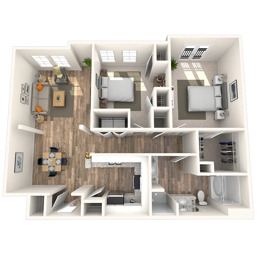 Floor plan Traditional 2x1 960-1062 SF