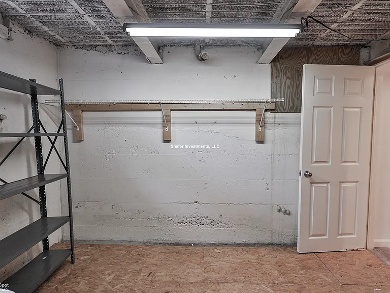 View of the basement storage area