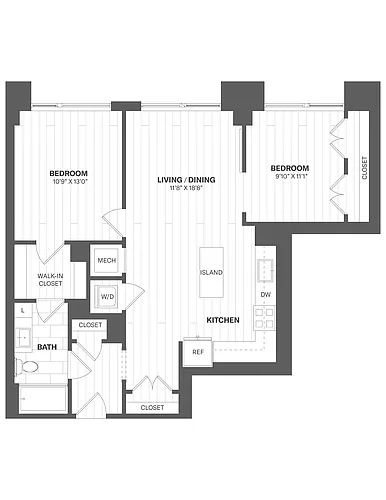 Floor plan 1L1 - 2 Bed/1 Bath