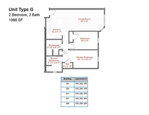 Floor plan 2 Bedroom G Style