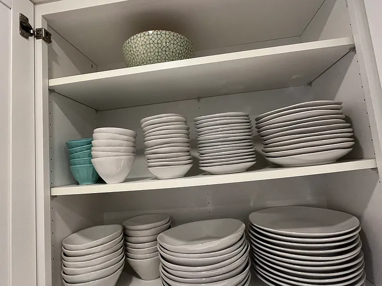 Brand new service for 10-12 Marin dishes from Crate and Barrel with coffee mugs, multiple serving pieces and accessories (5 serving bowls, platters, ice cream bowls, appetizer plates, pasta/"meal" bowls, dip bowls, sugar and creamer, gravy boat).