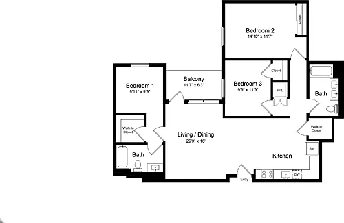 Floor plan 3 Bedroom AB
