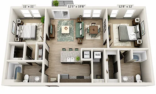 Floor plan B1 Verbena - Two Bedroom, Two Bathroom