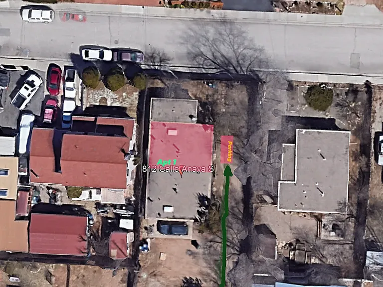 Aerial photo of 812 Calle Anaya S, showing apartment and parking spot.