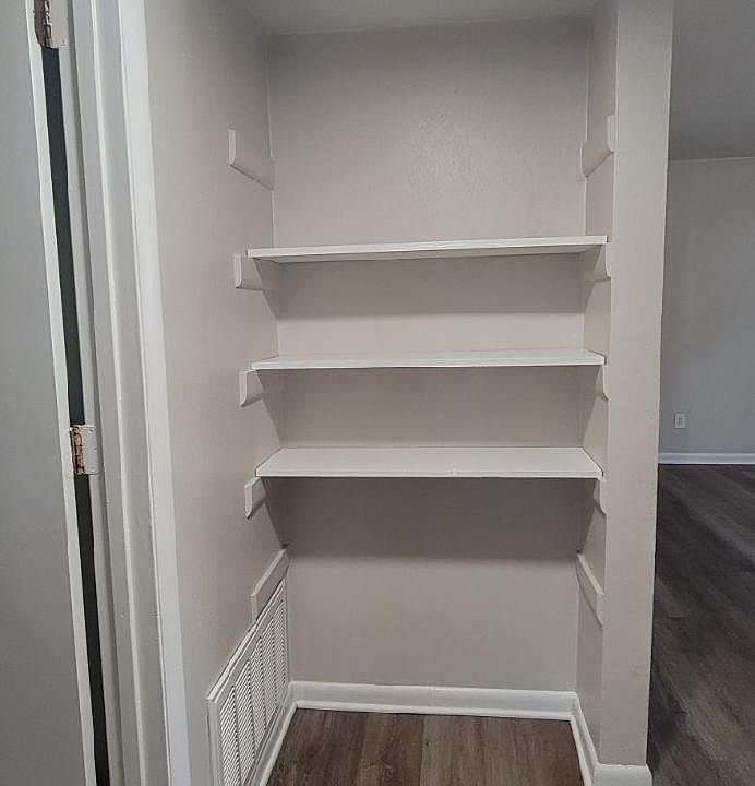 Shelving in hallway