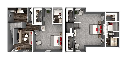 Floor plan 2 BR | 2BA Townhome (Spiral Staircase)