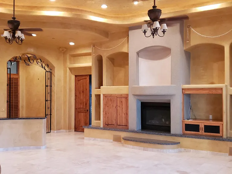 Large Living area with wood burning Fireplace
Office off to the left was added later and isn't reflected in the county square footage