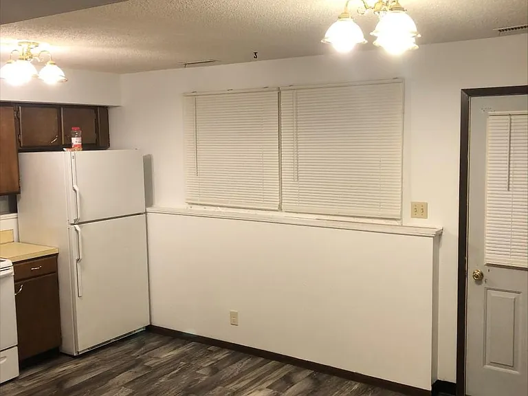 kitchen from living room entrance. back door exit in image