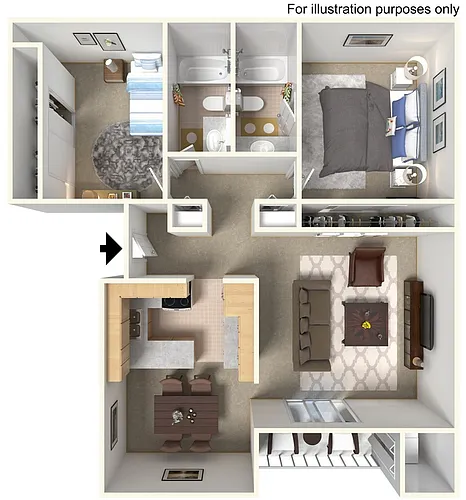 Floor plan Two Bedroom Two Bath