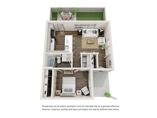 Floor plan 1 Bed Ash Twin - ADA
