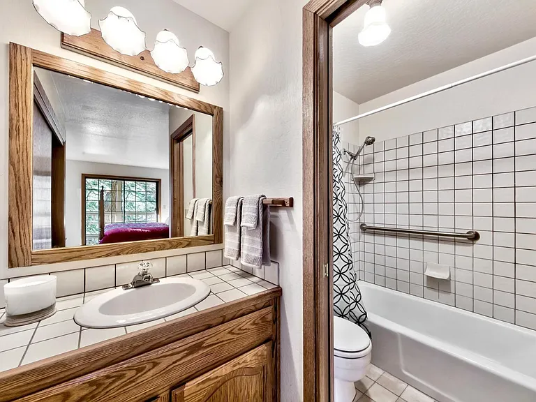 Master bathroom with tub/shower.