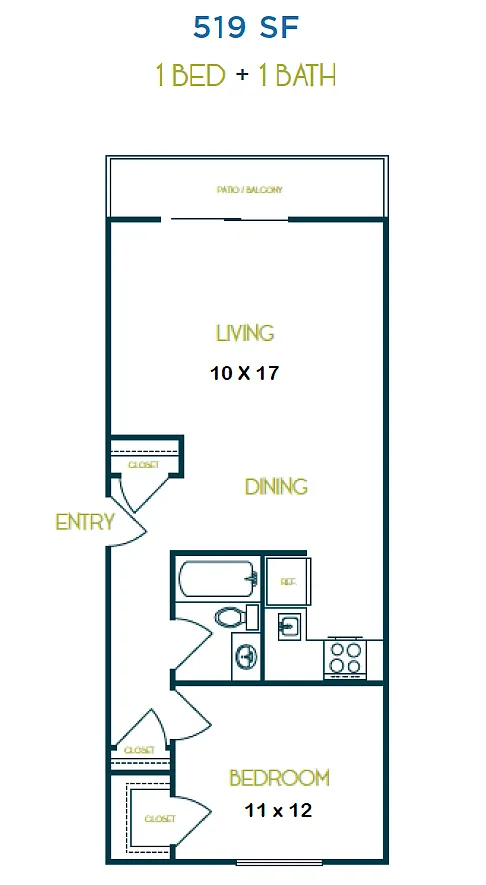 Floor plan One Bedroom One Bath