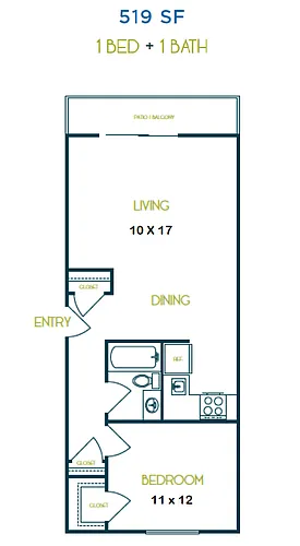 Floor plan One Bedroom One Bath