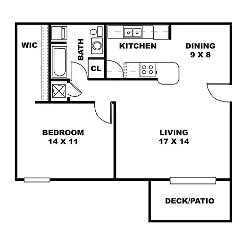 Floor plan 1 Bedroom, 1 Bathroom
