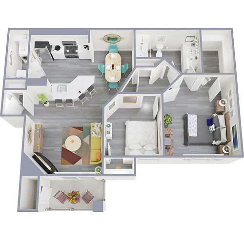 Floor plan B1 | 2 Bed | 1 Bath | Upgraded