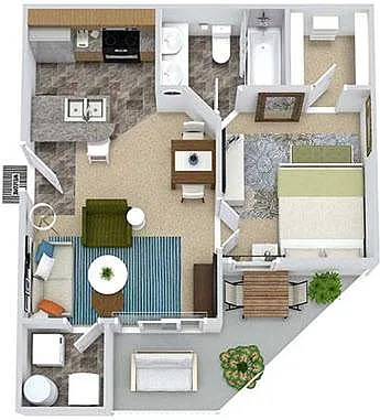 Floor plan 1BR - 1BTH (489 sq ft)