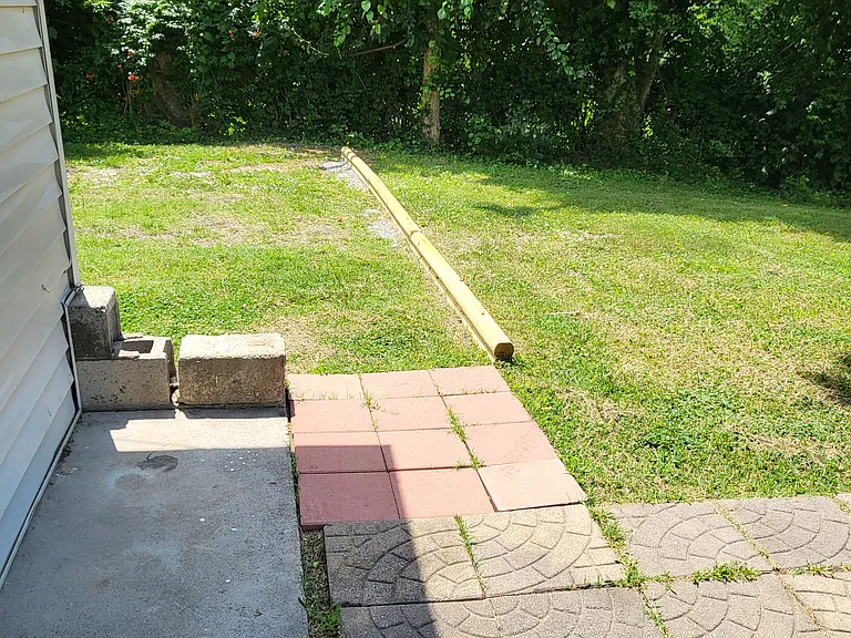 Patio outside back door.
