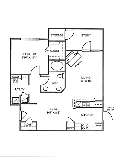 Floor plan A2 - Sunroom/Study