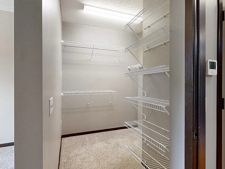 Never run out of storage space with all these shelves in our walk-in closet.