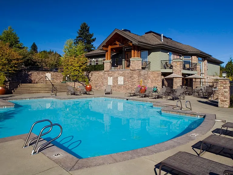 Sparkling seasonal outdoor pool