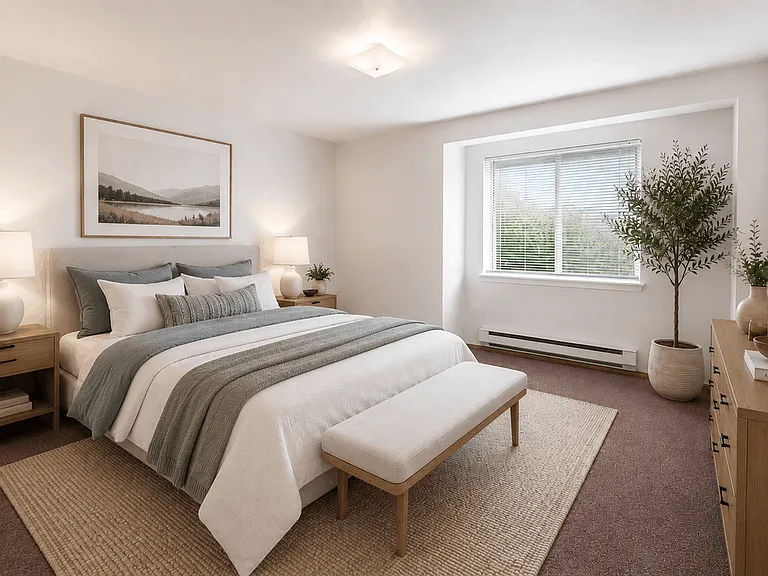 A cozy and inviting bedroom designed for comfort and relaxation. A cozy and inviting bedroom designed for comfort and relaxation.