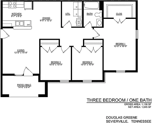 Floor plan 3 Bdrm A