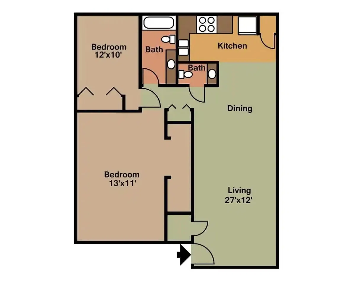 Floor plan Williamsburg Two-Bedroom Suite