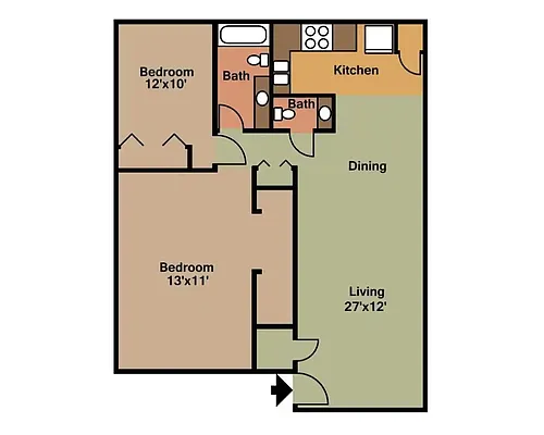 Floor plan Williamsburg Two-Bedroom Suite
