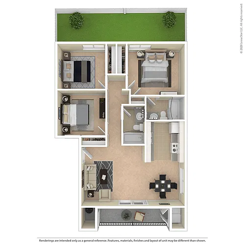 Floor plan 3 Bed x 2 Bath with Yard/Patio