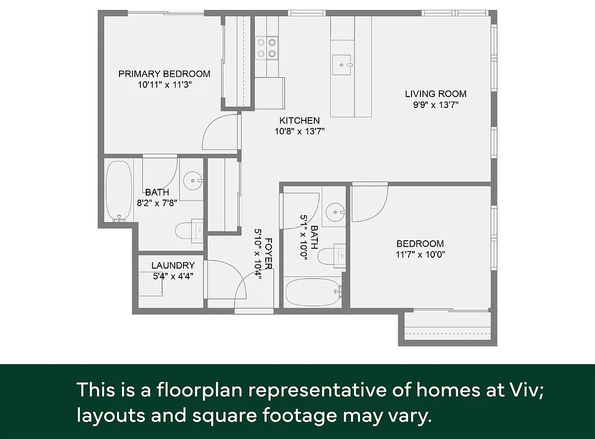 Floor plan 2x2 - 60% AMI