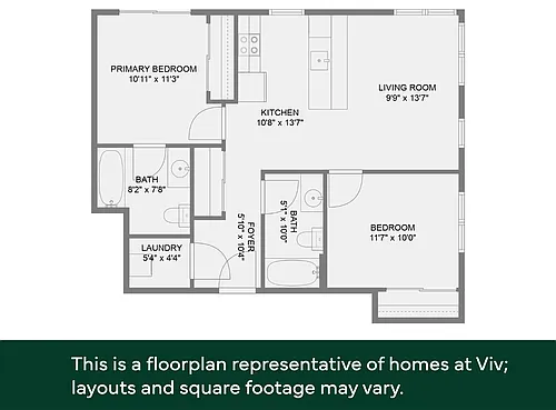 Floor plan 2x2 - 60% AMI