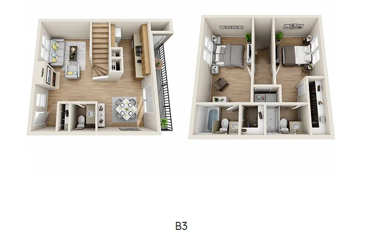 Floor plan 2 Bedroom 2.5 Bathroom Townhome