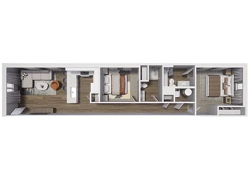 Floor plan 2x1 - 834 sqft - B1